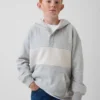 Sudadera con capucha y cuello Henley de corte holgado para niños Vintagesoft