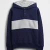 Sudadera con capucha y cuello Henley de corte holgado para niños Vintagesoft