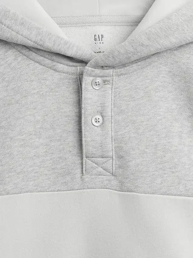 Sudadera con capucha y cuello Henley de corte holgado para niños Vintagesoft