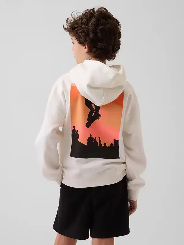 Sudadera con capucha y diseño gráfico Vintagesoft para niños, de corte holgado
