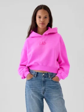 Sudadera corta con capucha y logotipo Vintagesoft