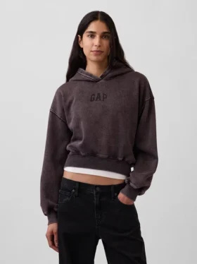 Sudadera corta con capucha y logotipo Vintagesoft