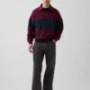 Sudadera de felpa de mezcla de algodón, gruesa y de corte oversize, con rayas y media cremallera
