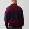 Sudadera de felpa de mezcla de algodón, gruesa y de corte oversize, con rayas y media cremallera
