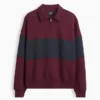 Sudadera de felpa de mezcla de algodón, gruesa y de corte oversize, con rayas y media cremallera