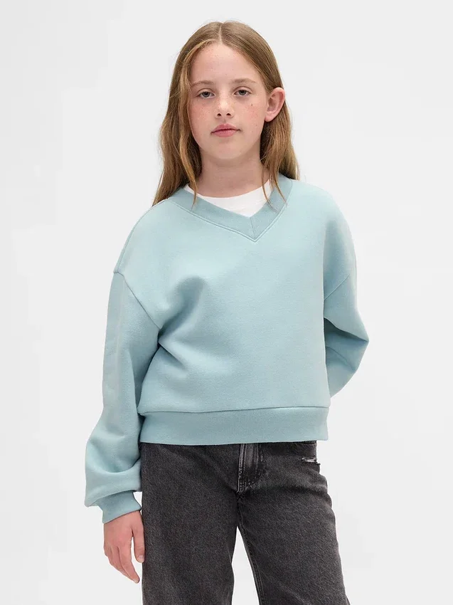 Sudadera infantil de cuello en V con corte holgado Vintagesoft