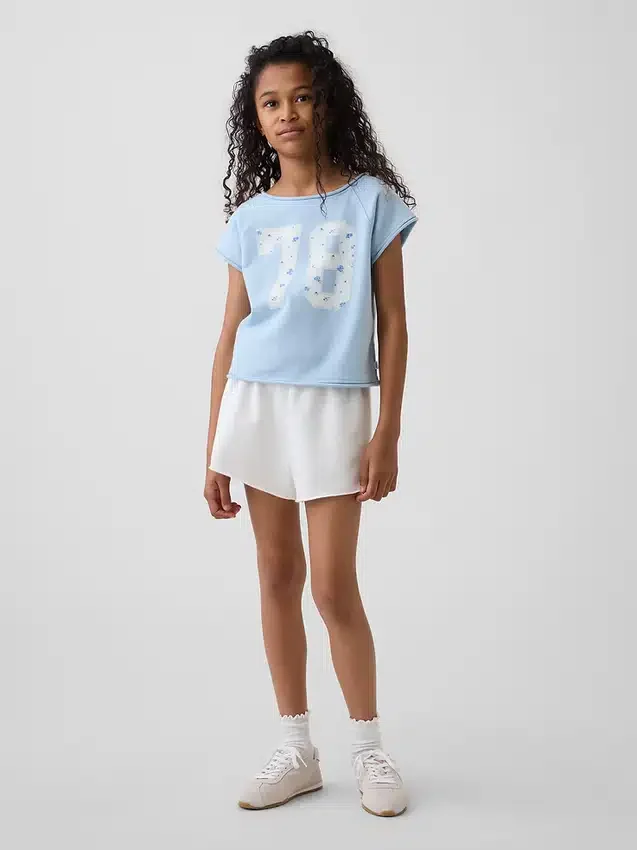 Sudadera infantil de felpa Vintagesoft con estampado y mangas raglán