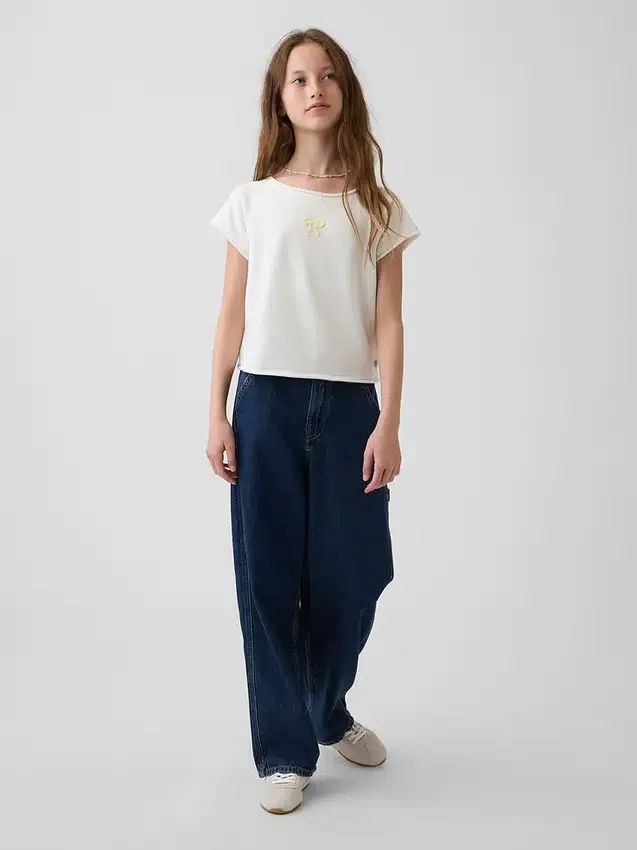 Sudadera infantil de felpa Vintagesoft con estampado y mangas raglán