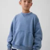 Sudadera infantil Vintagesoft de corte holgado con cuello redondo y bolsillo