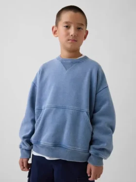 Sudadera infantil Vintagesoft de corte holgado con cuello redondo y bolsillo