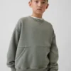 Sudadera infantil Vintagesoft de corte holgado con cuello redondo y bolsillo