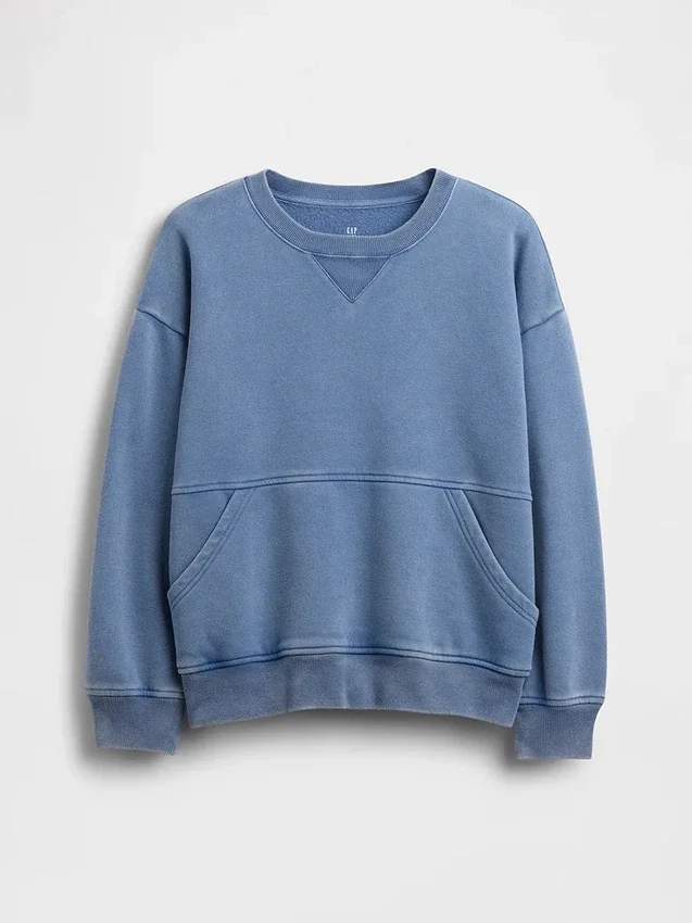 Sudadera infantil Vintagesoft de corte holgado con cuello redondo y bolsillo