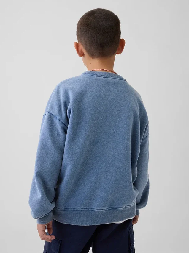 Sudadera infantil Vintagesoft de corte holgado con cuello redondo y bolsillo