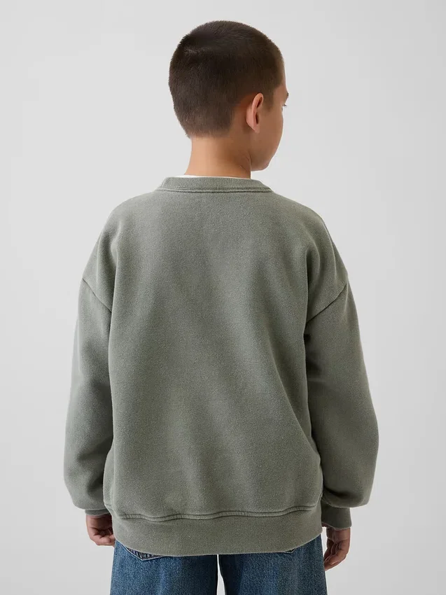 Sudadera infantil Vintagesoft de corte holgado con cuello redondo y bolsillo