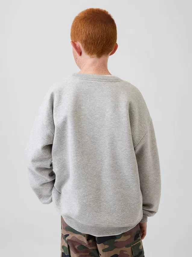 Sudadera infantil Vintagesoft de corte holgado con cuello redondo y bolsillo