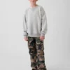 Sudadera infantil Vintagesoft de corte holgado con cuello redondo y bolsillo