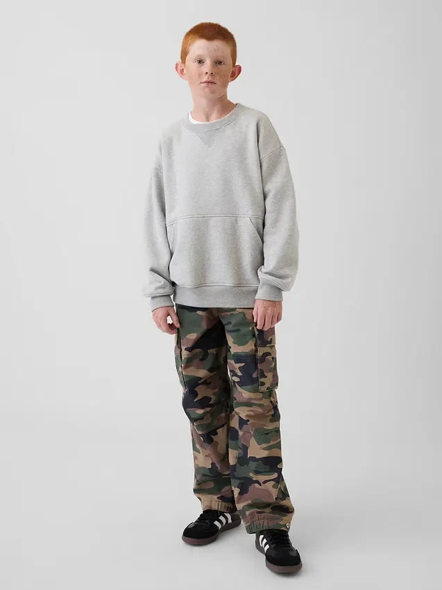 Sudadera infantil Vintagesoft de corte holgado con cuello redondo y bolsillo