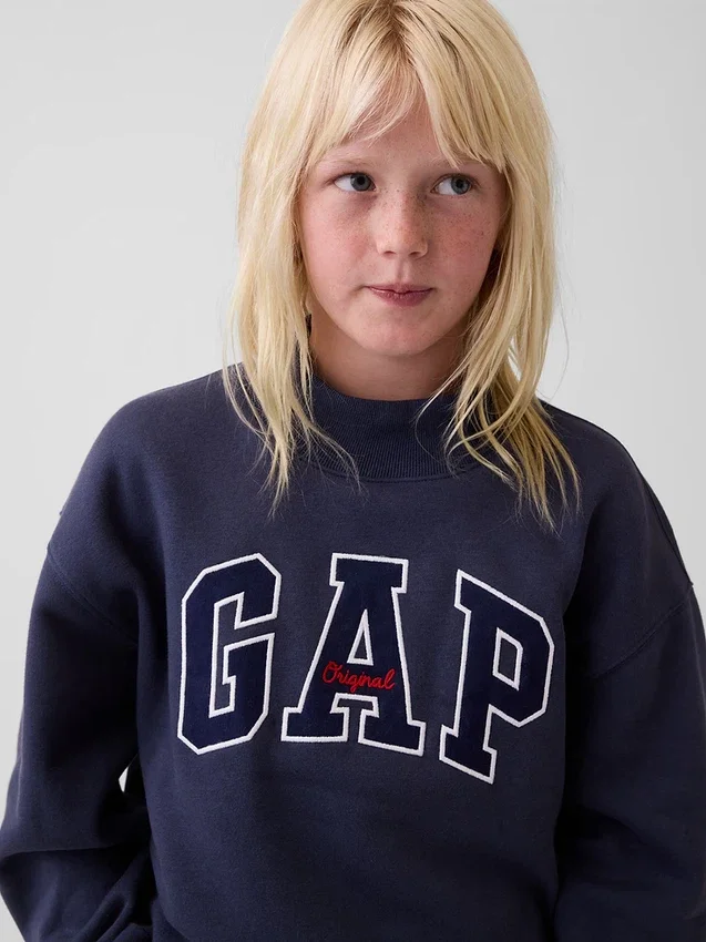 Sudadera infantil Vintagesoft de cuello alto y logo, de corte oversize