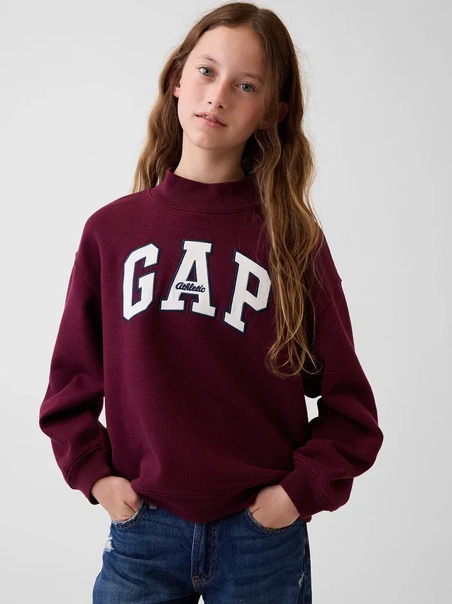 Sudadera infantil Vintagesoft de cuello alto y logo, de corte oversize