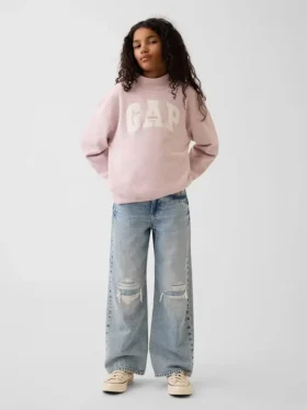 Sudadera infantil Vintagesoft de cuello alto y logo, de corte oversize