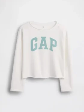Sudadera infantil Vintagesoft de felpa con cuello ancho y logotipo