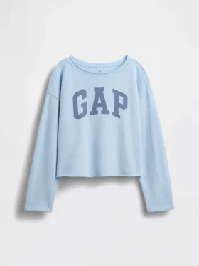 Sudadera infantil Vintagesoft de felpa con cuello ancho y logotipo