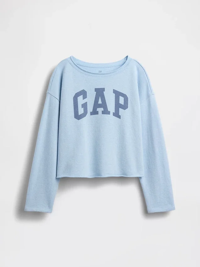 Sudadera infantil Vintagesoft de felpa con cuello ancho y logotipo