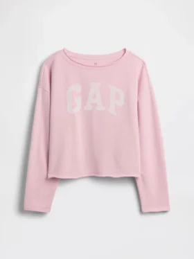 Sudadera infantil Vintagesoft de felpa con cuello ancho y logotipo