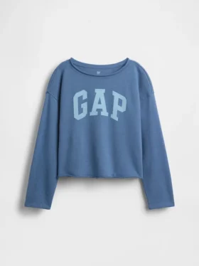 Sudadera infantil Vintagesoft de felpa con cuello ancho y logotipo