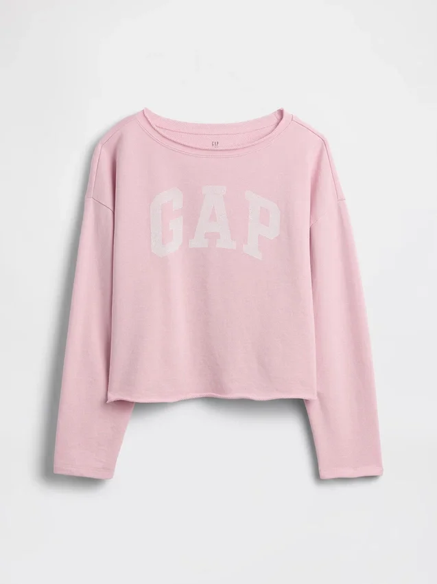 Sudadera infantil Vintagesoft de felpa con cuello ancho y logotipo