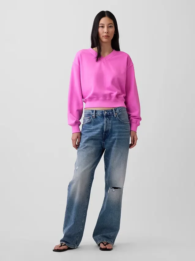 Sudadera oversize con cuello en V Vintagesoft