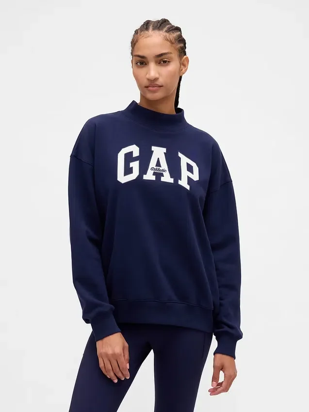 Sudadera oversize de felpa francesa gruesa con cuello alto y logotipo