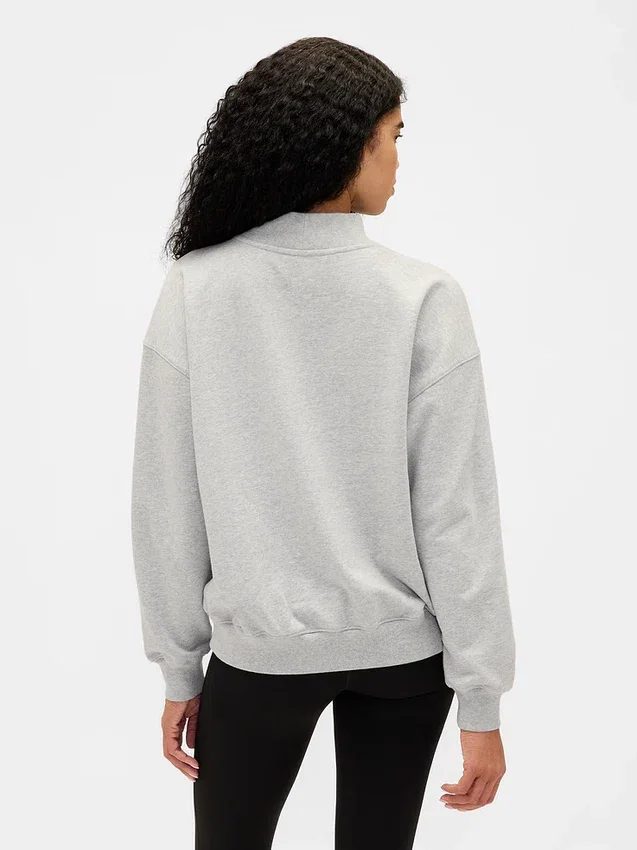 Sudadera oversize de felpa francesa gruesa con cuello alto y logotipo