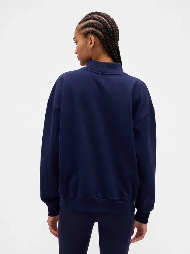 Sudadera oversize de felpa francesa gruesa con cuello alto y logotipo