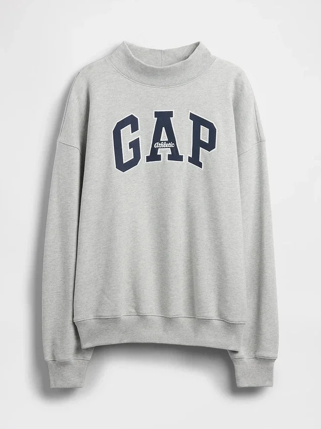Sudadera oversize de felpa francesa gruesa con cuello alto y logotipo