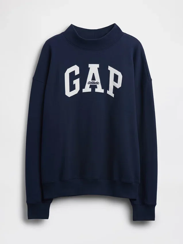Sudadera oversize de felpa francesa gruesa con cuello alto y logotipo