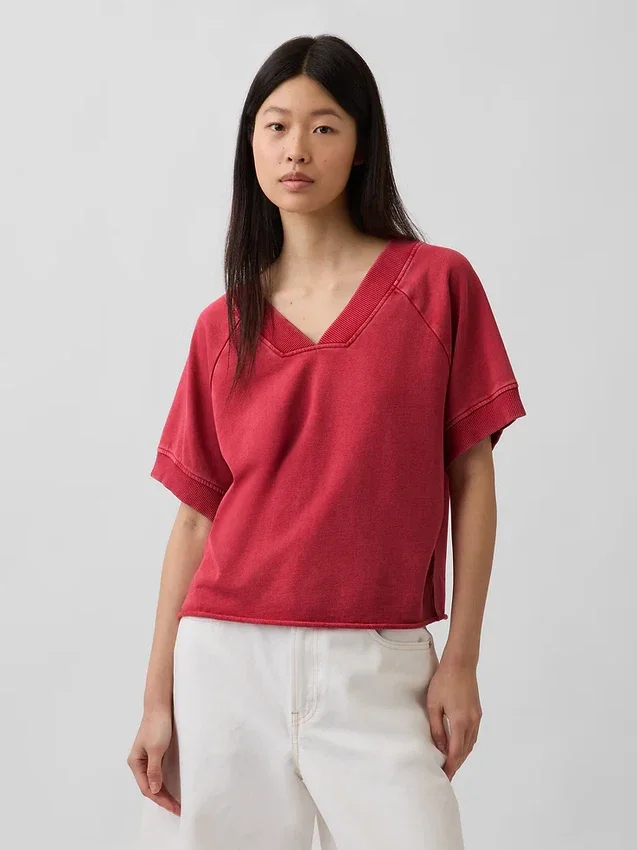 Sudadera oversize de felpa Vintagesoft con cuello en V