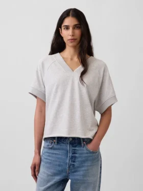 Sudadera oversize de felpa Vintagesoft con cuello en V