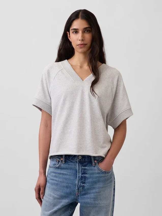 Sudadera oversize de felpa Vintagesoft con cuello en V