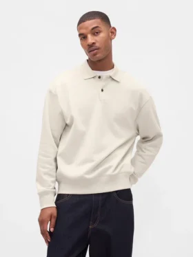 Sudadera tipo polo oversize de tejido grueso para adultos