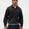 Sudadera tipo polo oversize de tejido grueso para adultos