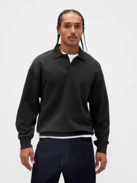 Sudadera tipo polo oversize de tejido grueso para adultos