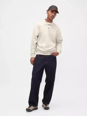 Sudadera tipo polo oversize de tejido grueso para adultos