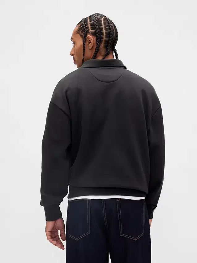 Sudadera tipo polo oversize de tejido grueso para adultos
