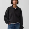 Sudadera tipo polo oversize de tejido grueso para adultos