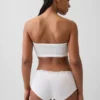 Sujetador bandeau de algodón orgánico elástico con ribete de encaje