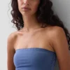 Sujetador bandeau de algodón orgánico elástico con ribete de encaje