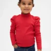 Suéter de cuello alto con mangas abullonadas y tejido acanalado para Bebé y Niño