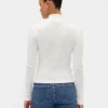Suéter de cuello alto corto con punto acanalado