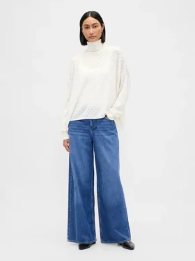 Suéter de cuello alto oversize con punto calado